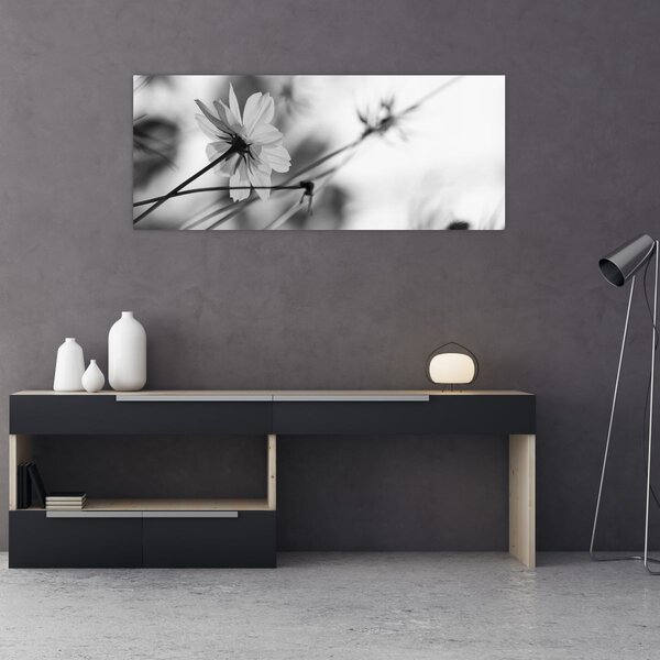 Kép - Fekete-fehér virágok (120x50 cm)