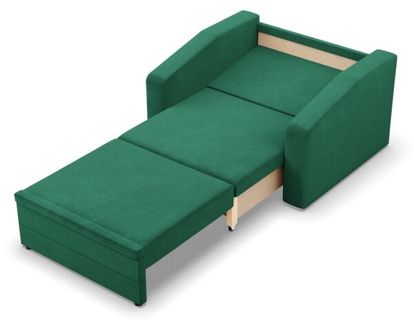 Vertico fekvőfotel, 80 cm széles, bársony, zöld