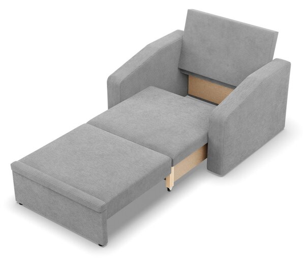 Vertico fekvőfotel, 80 cm széles, kordbársony, szürke
