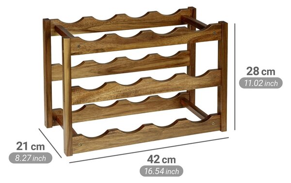 Natúr színű akácfa bortartó polcos állvány, palackok száma 12 42x28x21 cm Fondi – Wenko