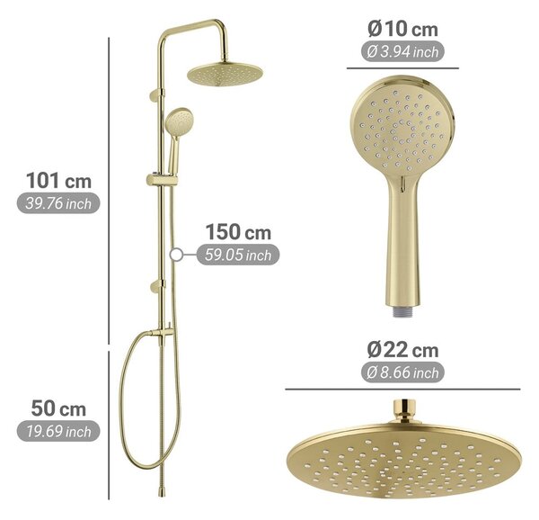 Matt aranyszínű rozsdamentes acél zuhanyszett 101 cm Young Line – Wenko