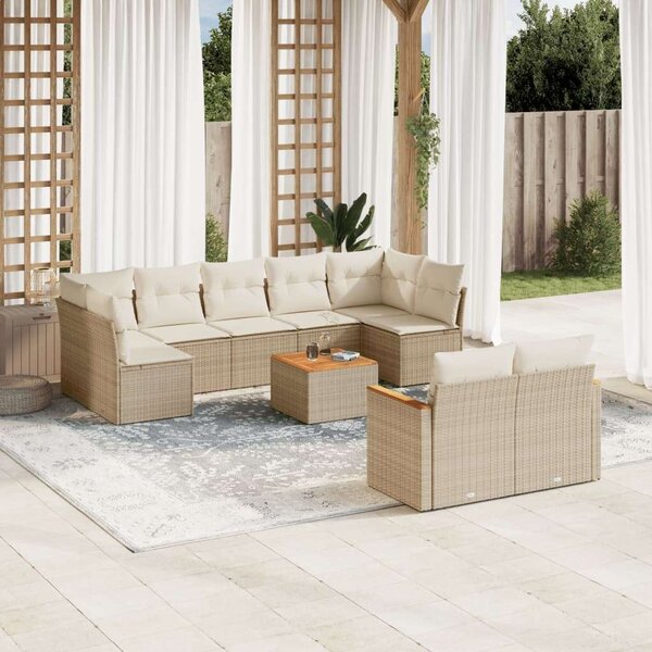 VidaXL Polyrattan Kerti Ülőgarnitúra - 10 részes - Bézs