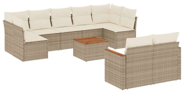 VidaXL Polyrattan Kerti Ülőgarnitúra - 10 részes - Bézs