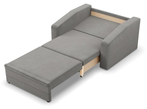 Vertico fekvőfotel, 90 cm széles, bársony, világosszürke