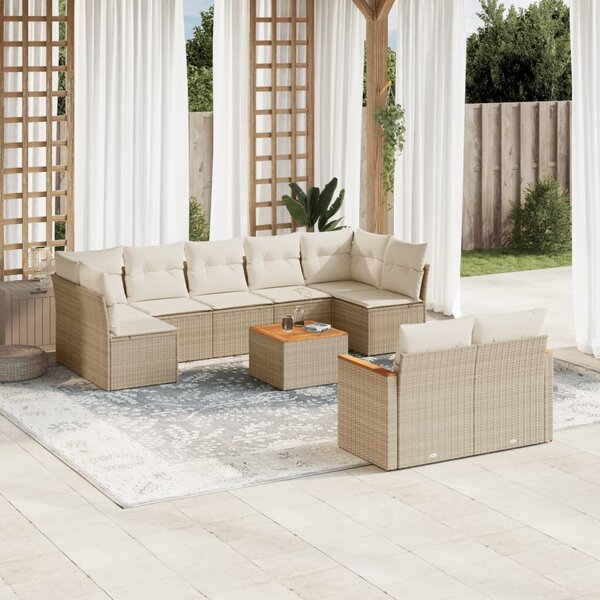 VidaXL Polyrattan Kerti Ülőgarnitúra - 10 részes - Bézs