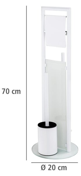 Fehér rozsdamentes acél WC-papír tartó állvány WC-kefével Ravina – Wenko