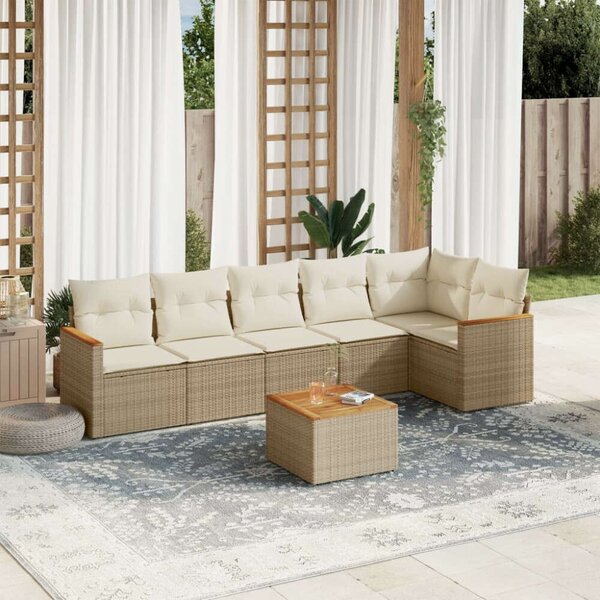 VidaXL Polyrattan Kerti Ülőgarnitúra - 7 részes - Bézs