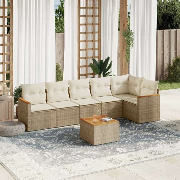 VidaXL Polyrattan Kerti Ülőgarnitúra - 7 részes - Bézs