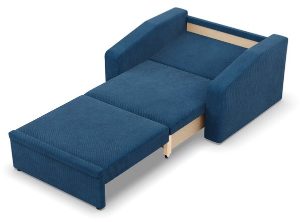 Vertico fekvőfotel, 90 cm széles, kordbársony, kék