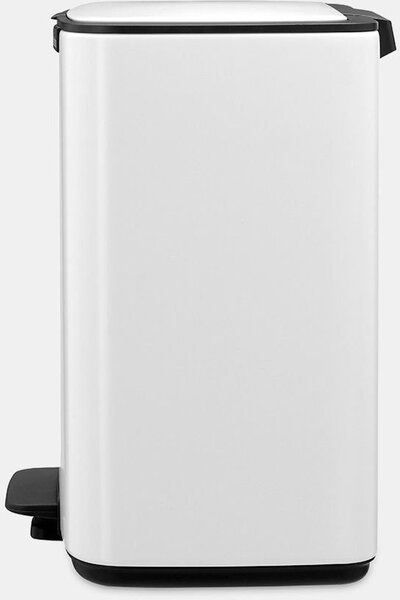 Brabantia Bo Pedal Bin pedálos hulladékgyűjtő szagmentesen záródó Soft-Close fedél, karcsú, négyzetes forma, műanyag tartály, 12L - C méret, acél, fehér - 236907