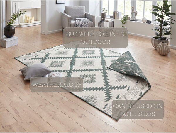 Malibu zöld-krémszínű kültéri szőnyeg, 150 x 80 cm - NORTHRUGS
