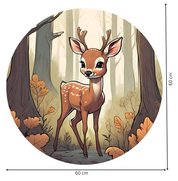 PIPPER. Kör alakú falmatrica "Szarvas az erdőben" Méret: 100cm