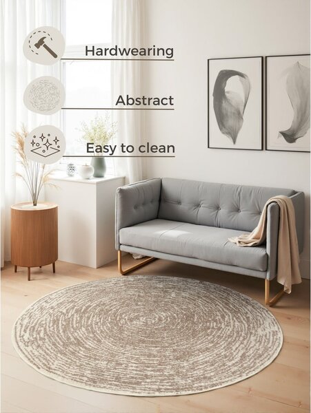 Bézs-krémszínű kerek szőnyeg ø 120 cm Gloria Cavallo – Hanse Home