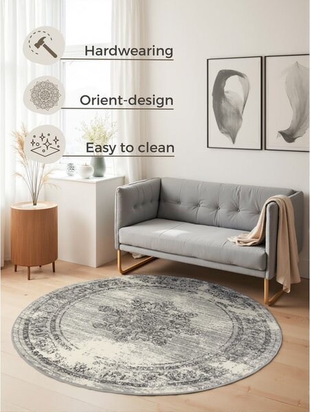 Szürke-krémszínű kerek szőnyeg ø 120 cm Gloria Lydia – Hanse Home