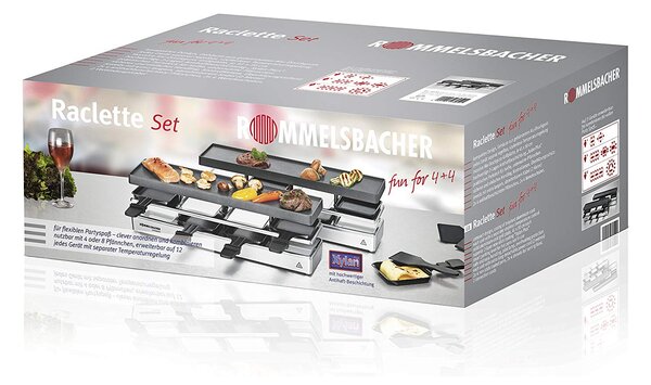 Rommelsbacher RC 1600 Elektromos grillsütő raklett 8 személyre (4+4)