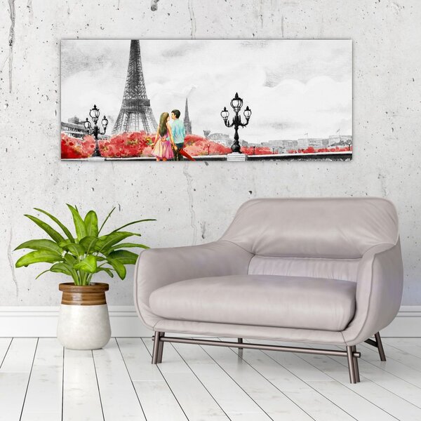 Kép - szerelmesek Párizsban (120x50 cm)