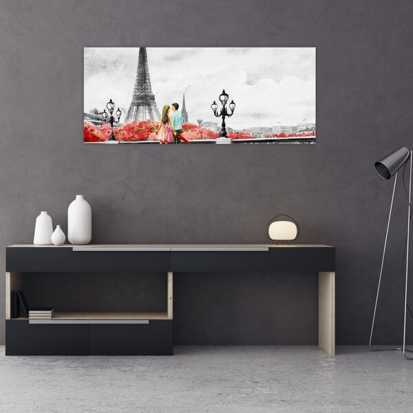 Kép - szerelmesek Párizsban (120x50 cm)