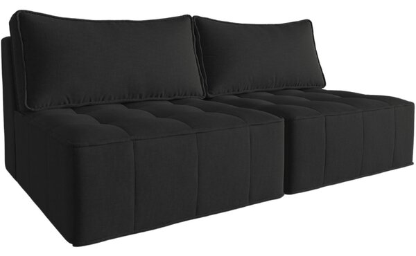 Fekete szövet kétüléses kanapé MICADONI Mike 160 cm