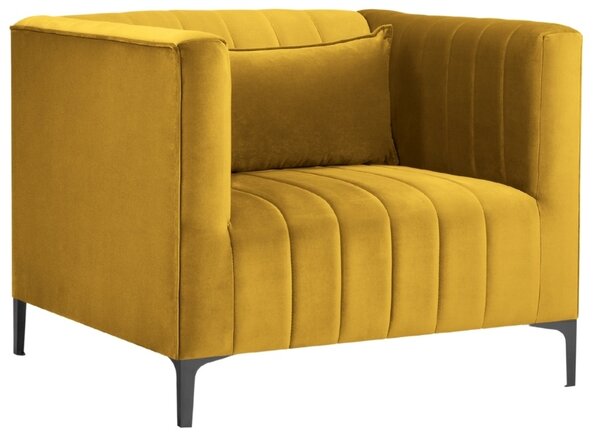 MICADONI ANNITE sárga bársony fotel, fekete talppal
