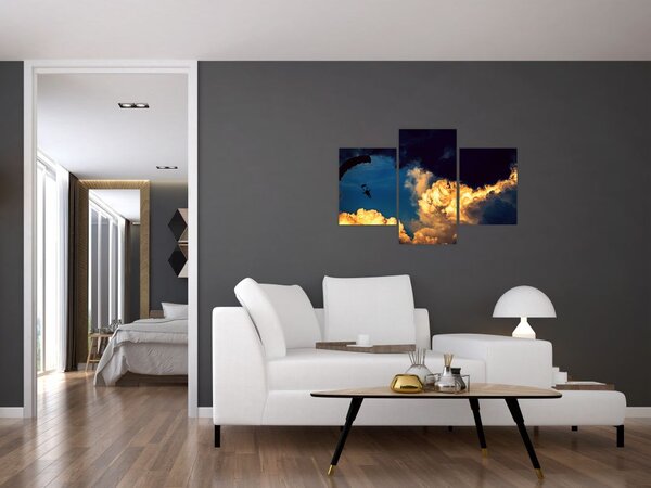 Ejtőernyős a felhőkben képe (90x60 cm)