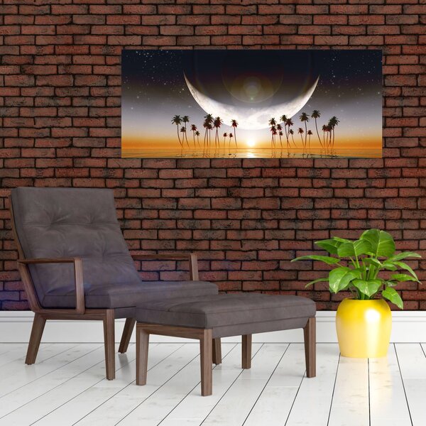 Kép - Hold a pálmafák felett (120x50 cm)