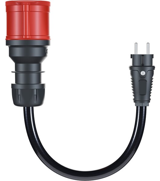 Go-e adapter Gemini flex 22 kW, CEE piros háromfázisú áram 32A > háztartási aljzat (fekete, 30cm) (CH-04-02)