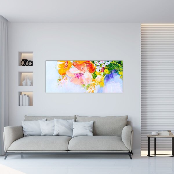 Kép - Virágok, festmény (120x50 cm)