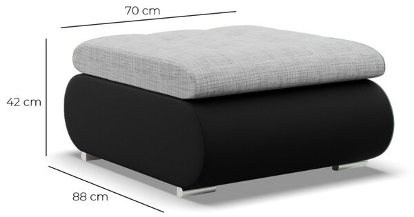 Tokio puff, fonott + műbőr, szürke - fekete