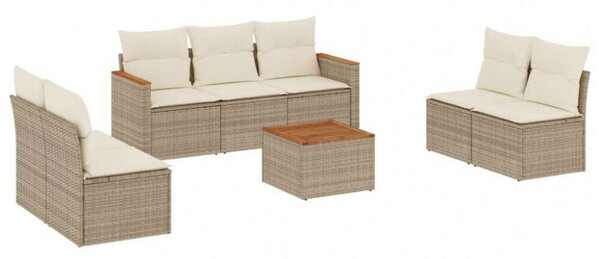 VidaXL Polyrattan Kerti Ülőgarnitúra - 8 részes - Bézs