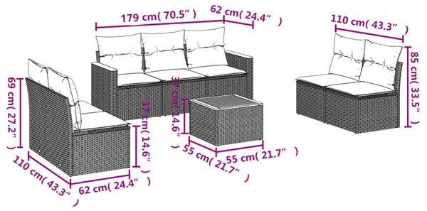 VidaXL Polyrattan Kerti Ülőgarnitúra - 8 részes - Bézs