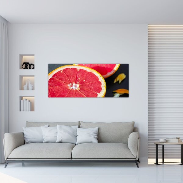 Szeletelt grapefruit képe (120x50 cm)