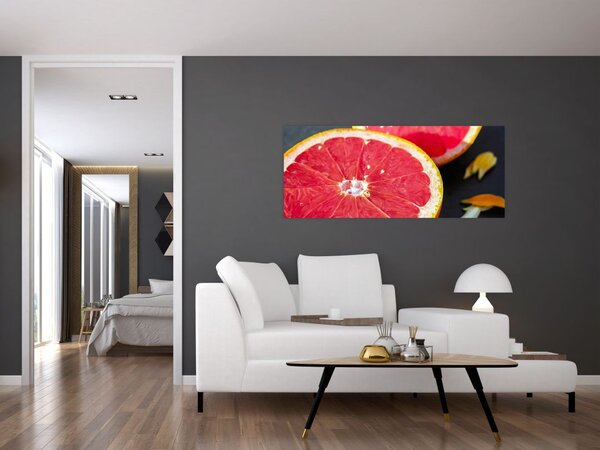 Szeletelt grapefruit képe (120x50 cm)