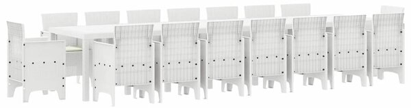 VidaXL Kert étkező szett 17 pcs Fehér Polt rattan