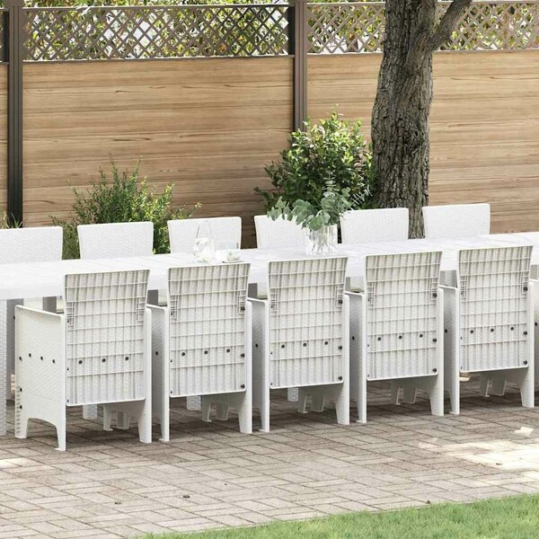 VidaXL Kert étkező szett 17 pcs Fehér Polt rattan