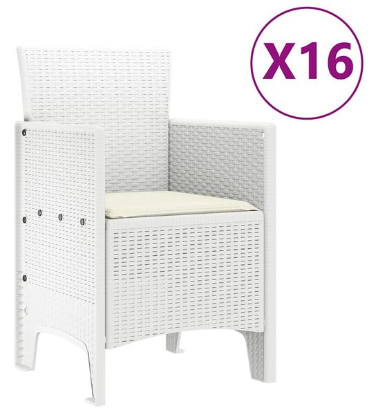 VidaXL Kert étkező szett 17 pcs Fehér Polt rattan