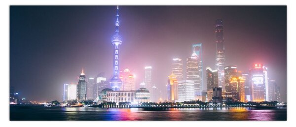 Éjszakai Shanghai képe (120x50 cm)