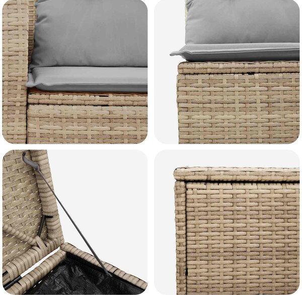 VidaXL Kanapé Szett 5 db Beige és Világosszürke Poli rattan és acél