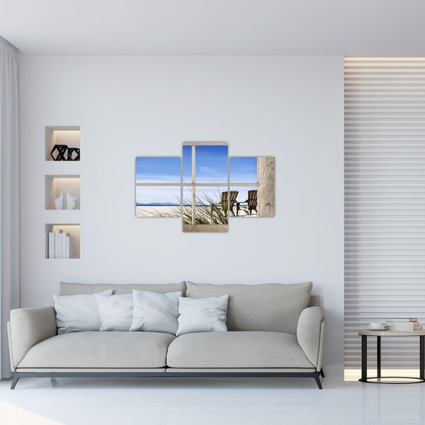 Kép - A strandra néző ablak (90x60 cm)