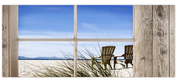 Kép - A strandra néző ablak (120x50 cm)