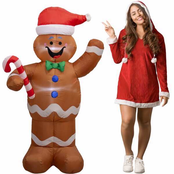 LED-es felfújható mézeskalács 155 cm