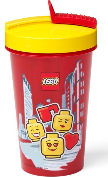 LEGO Coppenhagen 500ml Műanyag gyerek pohár szívószállal - Iconic lány mintás
