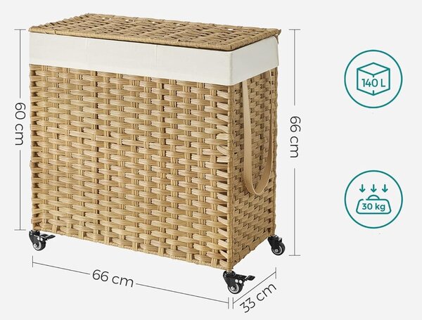 Polyrattan szennyeskosár 140 L
