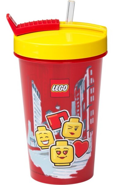 LEGO Coppenhagen 500ml Műanyag gyerek pohár szívószállal - Iconic lány mintás