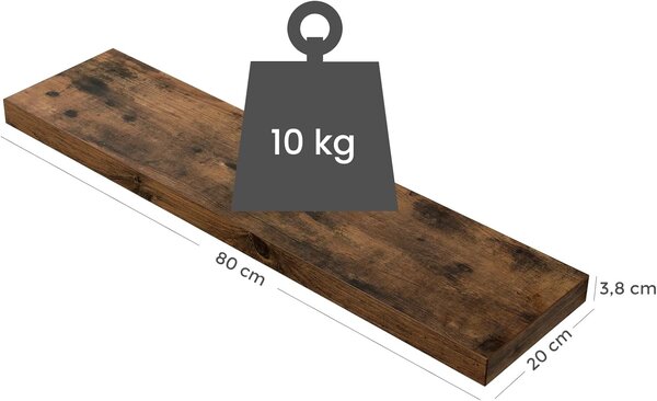 Rusztikus barna fali polc 1db