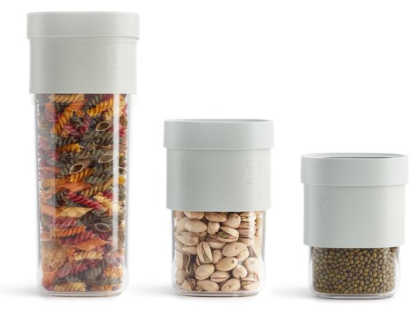 Lékué Flip Storage Food Container Set élelmiszertároló edény 3db-os szett, 1db 1,35L- 1,6L-es, 2db 0,6L-0,85L-es, Flip tartozékkal bővíthető - 2 kapacitással, kiöntő kiegészítővel, műanyag, áttetsző/zöld - 883064