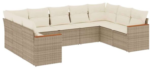 VidaXL Polyrattan Kerti Ülőgarnitúra - U alakú - 9 részes