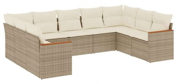 VidaXL Polyrattan Kerti Ülőgarnitúra - U alakú - 9 részes