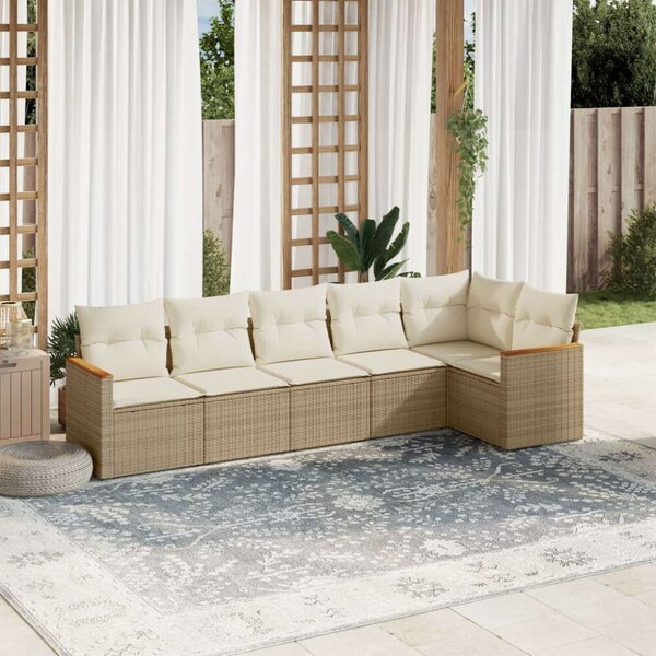 VidaXL Polyrattan Kerti Ülőgarnitúra - 6 részes - Bézs