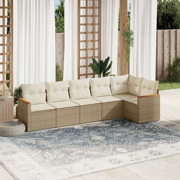 VidaXL Polyrattan Kerti Ülőgarnitúra - 6 részes - Bézs