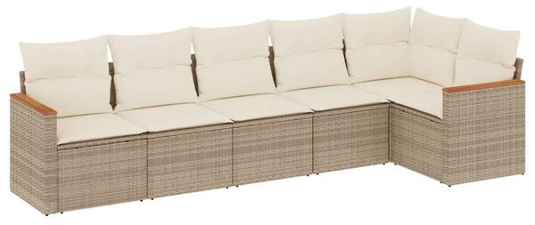 VidaXL Polyrattan Kerti Ülőgarnitúra - 6 részes - Bézs